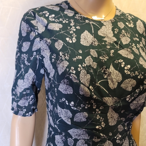 Whistles Green Leafy Prints Midi Dress with Zipped Back - Picture 2 of 10